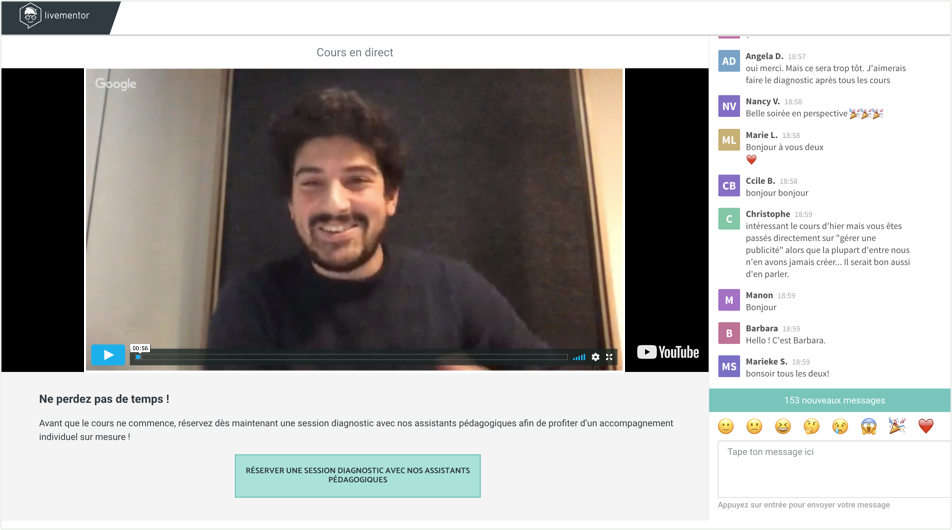 Nous vous proposons un suivi en direct Chez Livementor