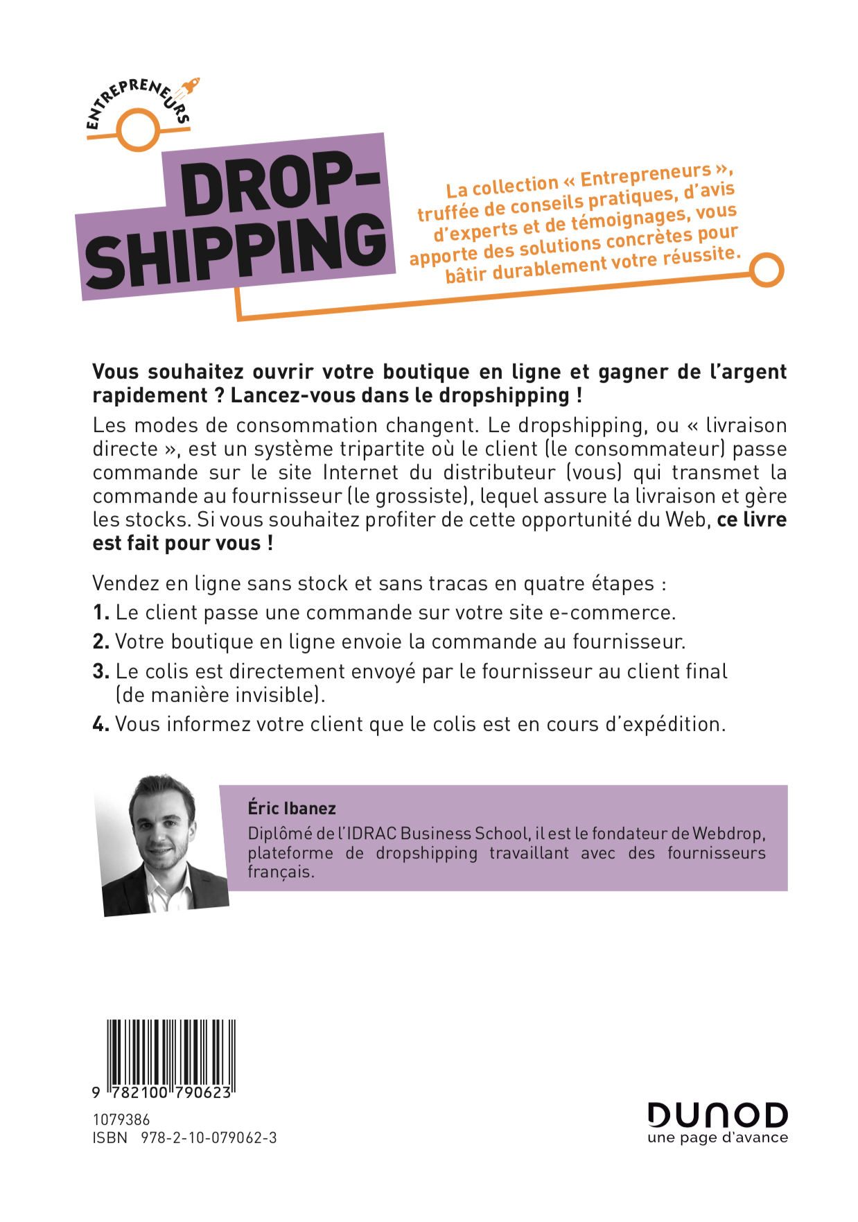 Verso Livre dropshipping e-commerce dunod eric Ibanez