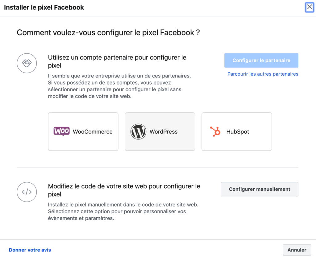 photo montrant l'intégration d'un pixel Facebook