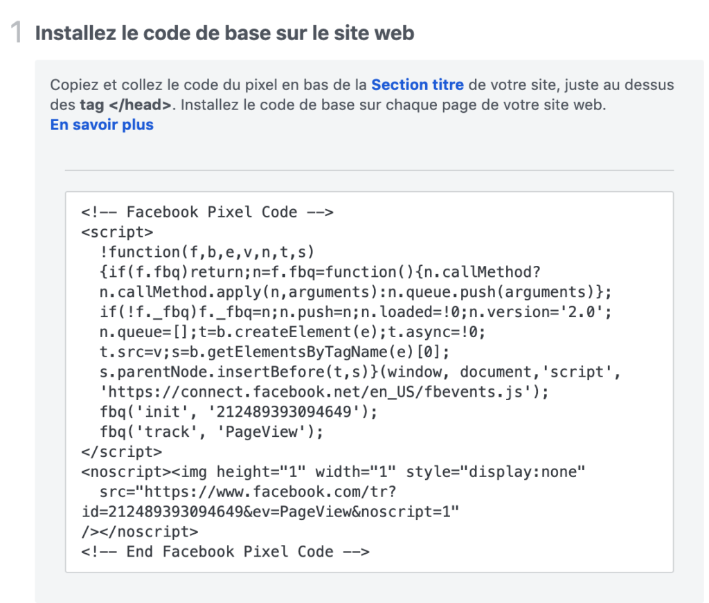 code javascript pixel facebook